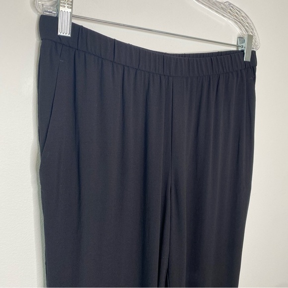 Eileen Fisher Black Silk Pull On Ankle Pants - Picture 3 of 14